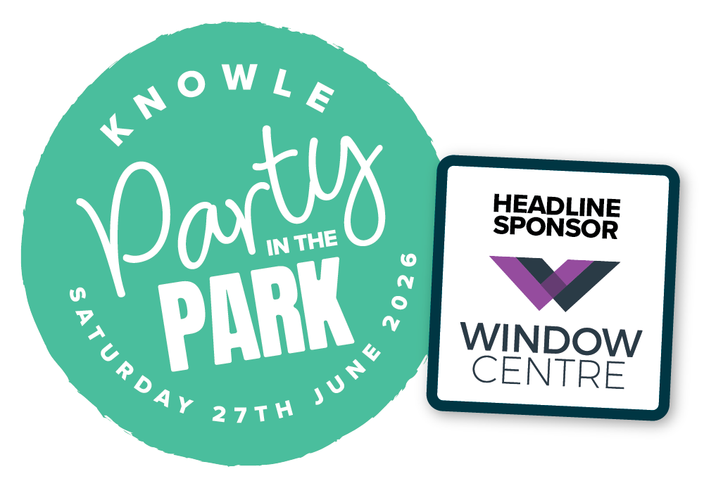 knowle party in the park 2026 logo with headline sponsor window centre